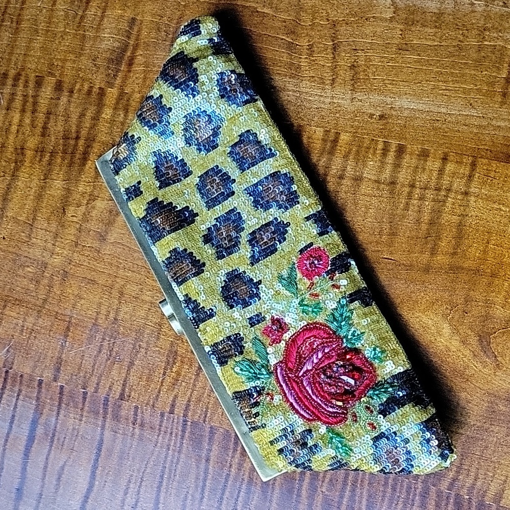 SANTI VINTAGE EMBROIDERED SEQUIN CLUTCH